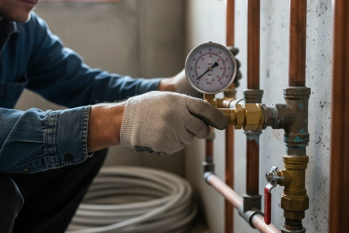 Pressure testing a repaired line during Water Line Repair in Mooreland