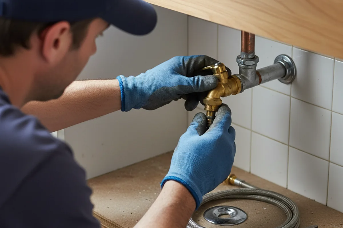Shutoff valve and fitting work during Emergency Plumbing in Mooreland